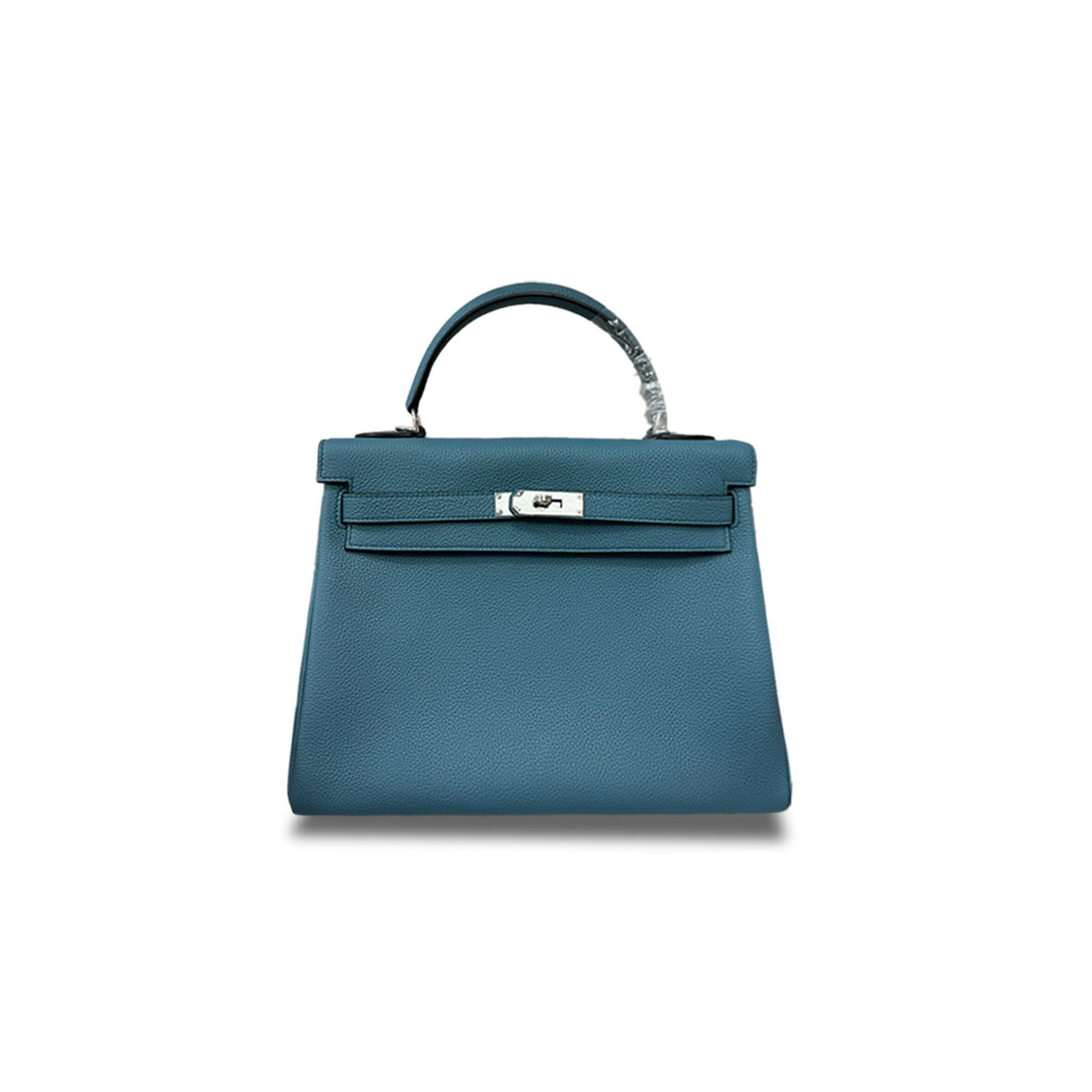 H**me5 KELLY 32 DENIM BLUE SILVER BUCKLE (32*23*10.5cm) Master Quality